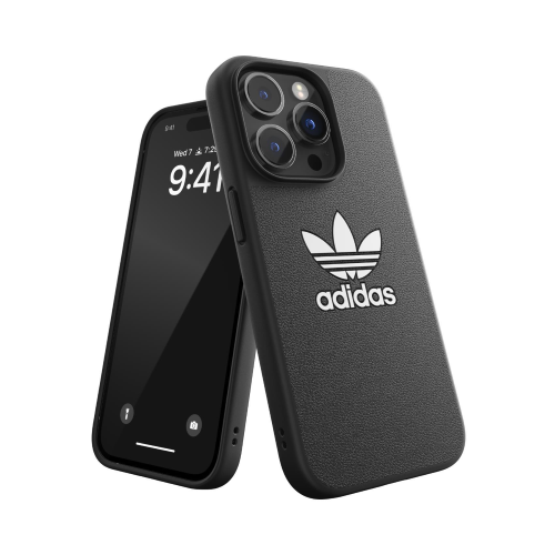 ADIDAS ICONIC APPLE iPHONE 14 PRO COVER IN TPU CON IL CLASSICO LOGO DEL TRIFOGLIO A CONTRASTO BLACK